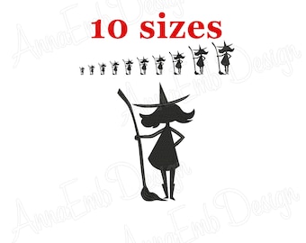 Witch Silhouette Embroidery Design (Instant Download)