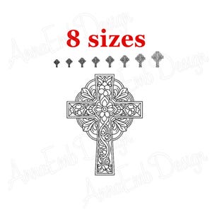 Cross Embroidery Design. Easter Cross Design. Christian Cross Embroidery. Cross bean stitch. Cross redwork. Machine embroidery Design.