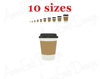 Coffee Cup embroidery design. Coffee Cup mini embroidery design. Machine embroidery design. Coffee Cup fill stitch design. Coffee Mug.
