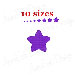 Può includere: Design di ricamo a stella viola disponibile in 10 dimensioni. Il design presenta una forma di stella semplice a cinque punte.