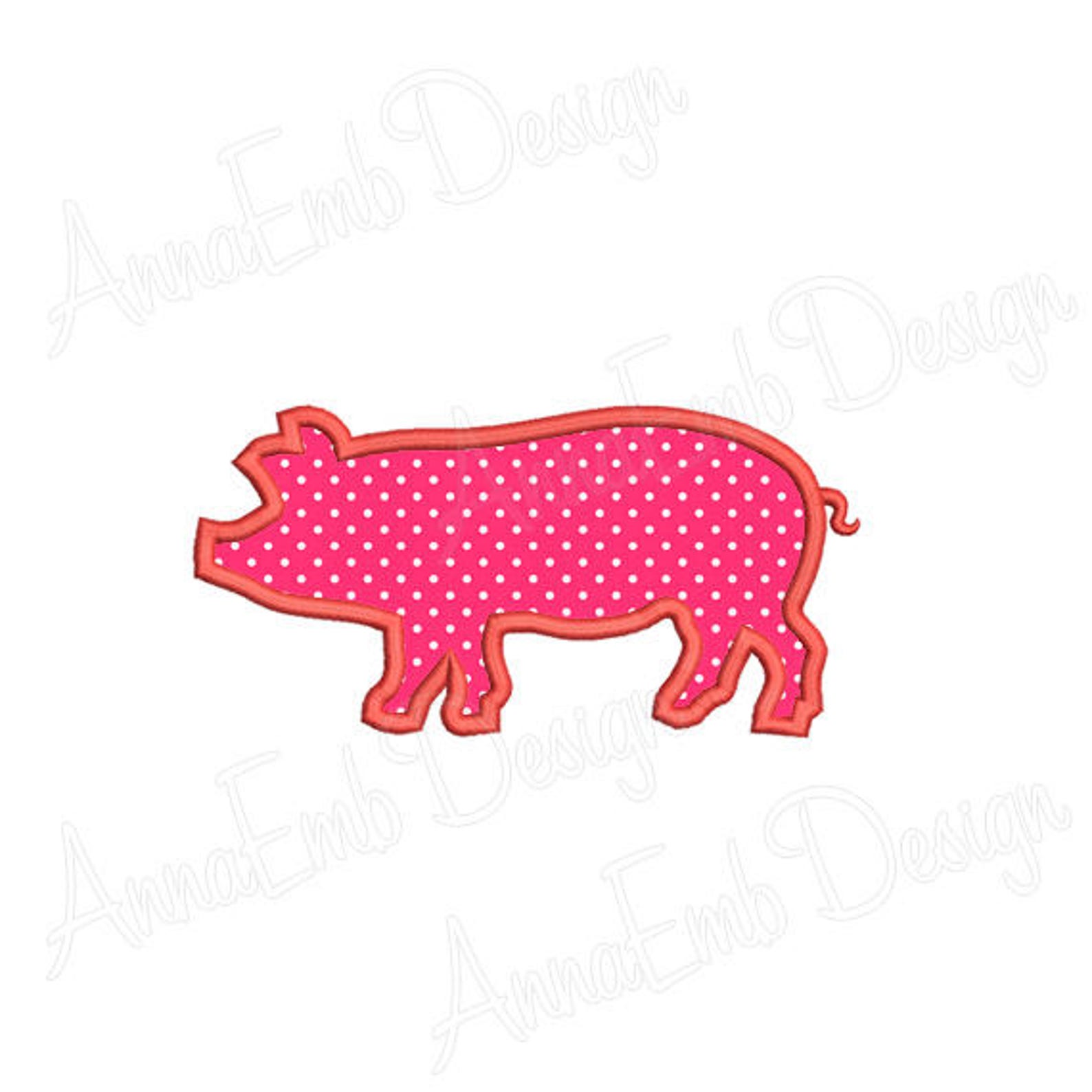 Pig Applique Embroidery Design. Pig Design. Farm Embroidery. Etsy