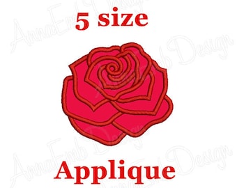 Rose applique embroidery design. Flower applique design. Floral machine embroidery design. Rose applique embroidery design. Summer applique.