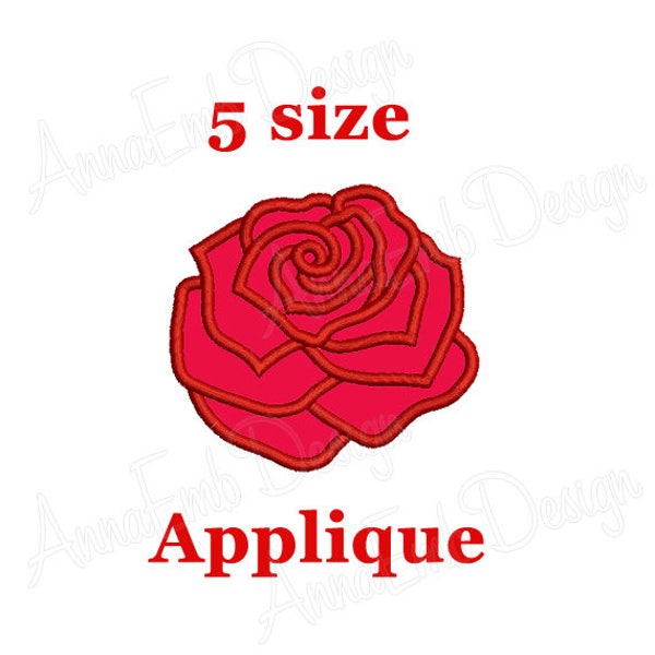 Rose applique embroidery design. Flower applique design. Floral machine embroidery design. Rose applique embroidery design. Summer applique.