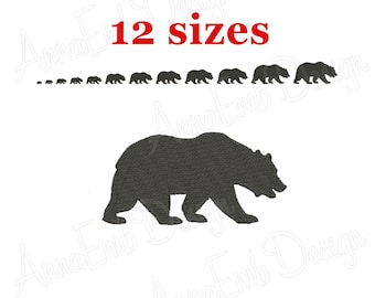 Bear Embroidery Design. Bear Silhouette Embroidery design. Bear Design. Mini Bear. Machine embroidery design. Animal embroidery.
