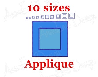 Square Applique Embroidery Design, Basic Shape (Instant Download)