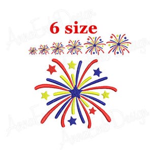 Fireworks embroidery design. 4th of July Embroidery Designs. Fill Embroidery Design. Patriotic Fireworks. Patriotic Embroidery design.
