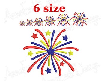 Fireworks Embroidery Design, Patriotic 4th of July (Instant Download)