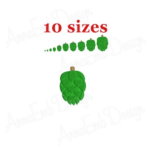 Hop embroidery design. Machine embroidery design. Mini Hop. Hop Silhouette.  Hop filled stich. Hop plant. Beer Hop.