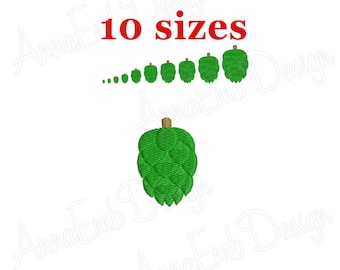 Hop embroidery design. Machine embroidery design. Mini Hop. Hop Silhouette.  Hop filled stich. Hop plant. Beer Hop.