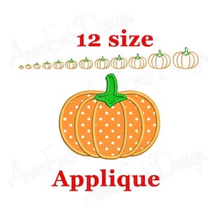 Diseño de bordado con aplique de calabaza. Minidiseño de calabaza. Diseño de Halloween. Diseño de calabaza. Bordado de calabaza. Bordado a máquina.