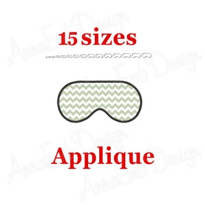 Puede incluir: Un diseño de bordado de aplique de máscara para dormir con estampado de chevron en blanco y negro. El diseño está disponible en 15 tamaños.