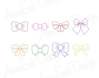 Mini Bow Embroidery Design, Girl Hair Bows (Instant Download)