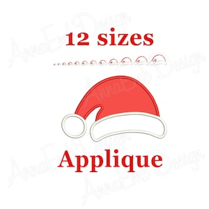 Santa Hat Applique Embroidery Design. Mini Santa Hat. Machine embroidery. Christmas Embroidery. Christmas Santa Claus hat.