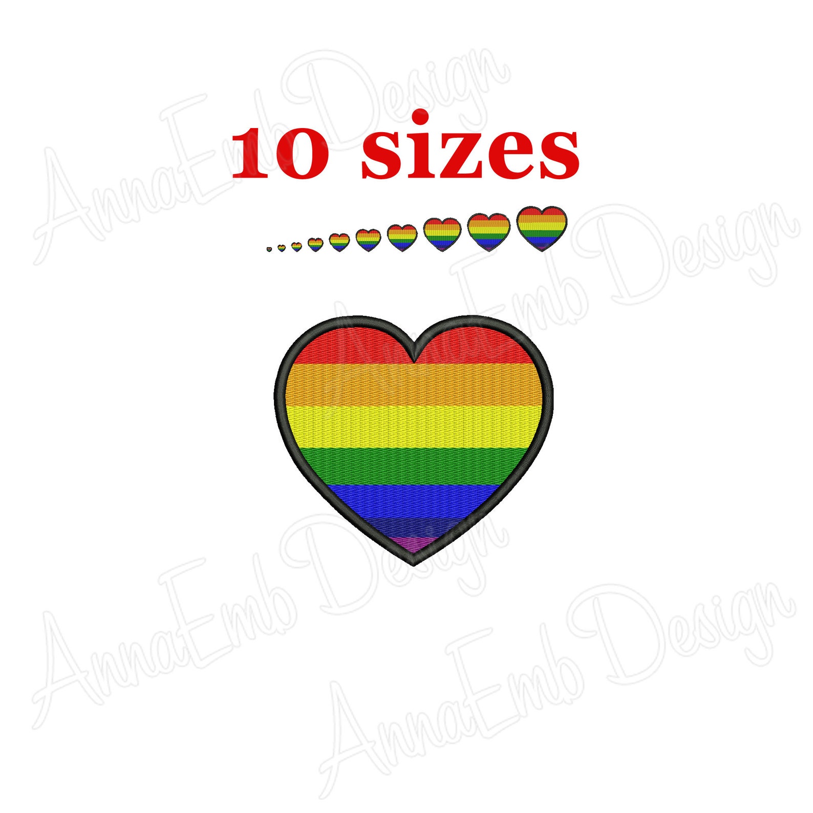 Rainbow Heart Embroidery Design, Mini Hearts (instant Download) - Etsy