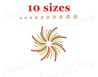 Fireworks Embroidery Design, Patriotic Fill Stitch (Instant Download)