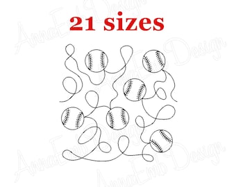 Ricamo a blocchi per trapunte a tema baseball. Trapuntatura a blocchi da bordo a bordo a tema baseball (download immediato)