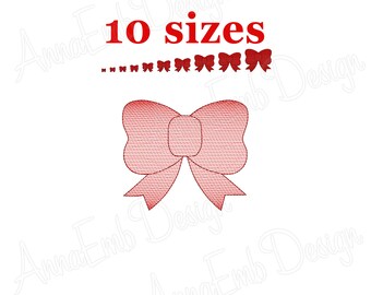 Bow Machine Embroidery Design, Mini Bean Stitch (Instant Download)