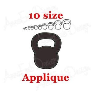 Kettlebell Applique Embroidery Design. Machine Embroidery Design. Kettlebell mini Embroidery Design. Weightlifting Barbell.