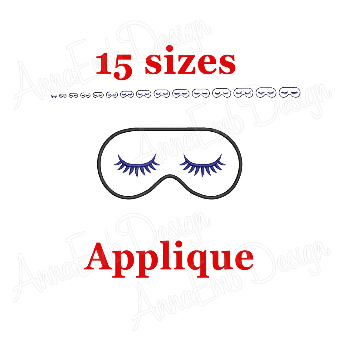 Sleep Mask Applique Embroidery Design Sleep Mask Embroidery Design. ITH