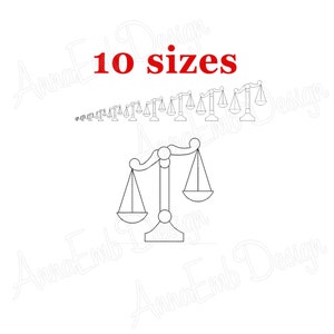 Scales Of Justice embroidery design. Scales Of Justice mini Embroidery.  Machine embroidery design. Scales redwork.