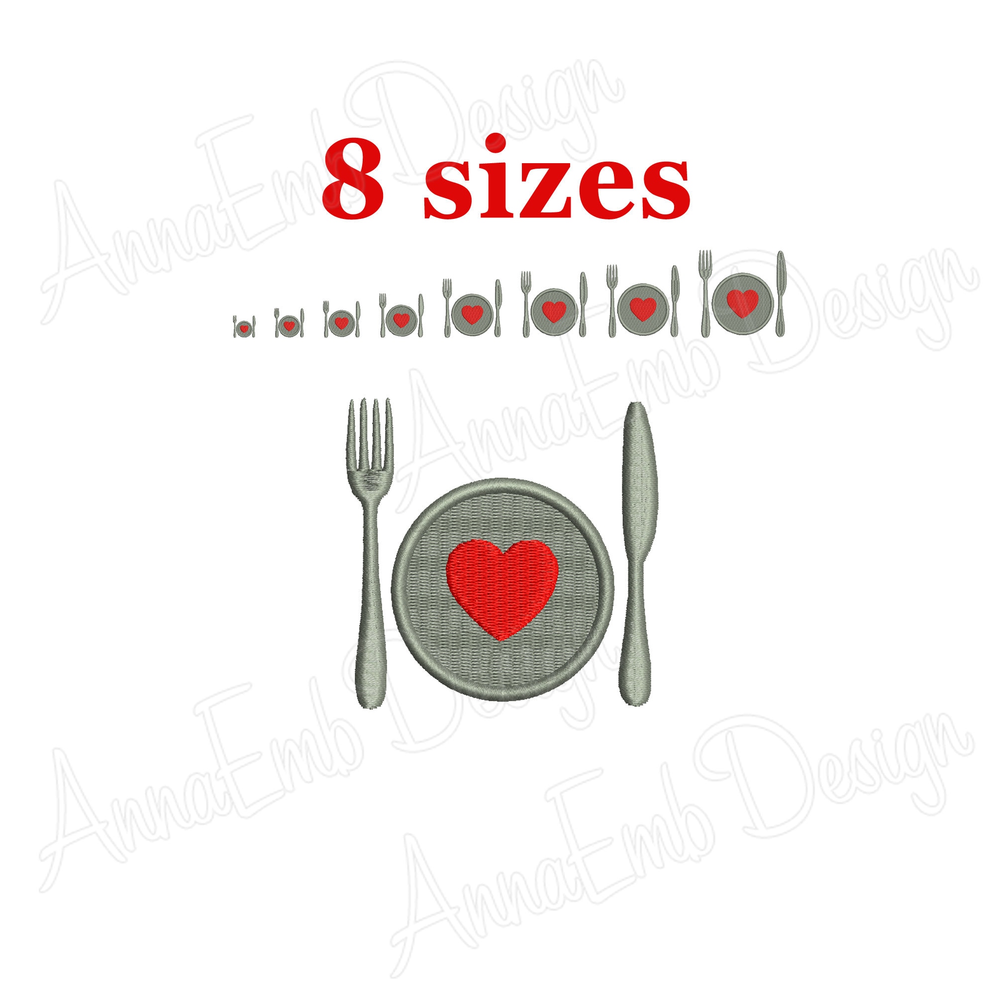 Plate knife fork Embroidery Design Plate embroidery Design. Etsy