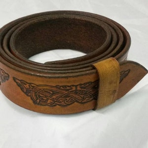 Celtic Dogs hand embossed 1.5 38mm belt image 1