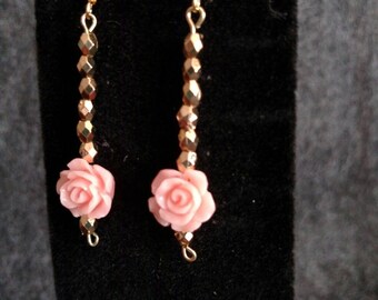 Goldie Peach Rose Earrings