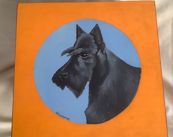 Handpainted Scottish Terrier Scottie Wood Foot Stool, Dog Gifts, Home Furniture, Scottish Lion