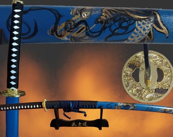 Katana dragon bleu