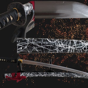 Hand Painted Sharp White Line Full Tang Katana