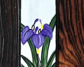 Hand Painted iris Hanafuda Bookmark