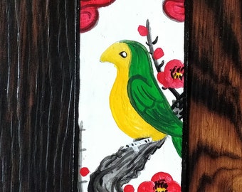 Hand Painted Bird Hanafuda Bookmark