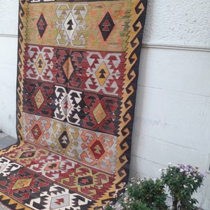 Turkish Vintage Kilim Rug, Handmade Turkish Traditional Kilim Rug, 68x132 in 174x336 cm Ethnic kilim Rug Area kilim Anatolia kilim Rug