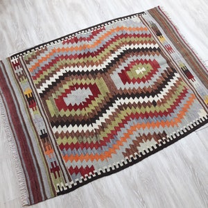 Alfombra turca pequeña Kilim,2&#39;95&quot;×3&#39;8&quot;pies,90×117 cm Alfombra Kilim anatolia,Alfombra kilim vintage,Decoración del hogar,Alfombras pastel,Alfombras kilim de lana, Kilim étnico