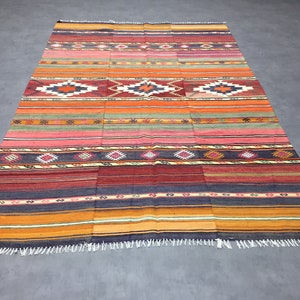 73x101 in 184x255 cm Turkish Area Kilim Rug Anatolian Turkish Vintage Kilim Rug Bohemian kilim Rug Traditional kilim Rug Home Decor Area Rug