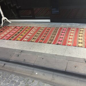 Kilim Rug 34x128 in 86x325 cm Handmade Turkish Anatolian Rug Runner Home Decor Rug Runner Bohemian Runner Floor kilim Runner Wool kilim Rug