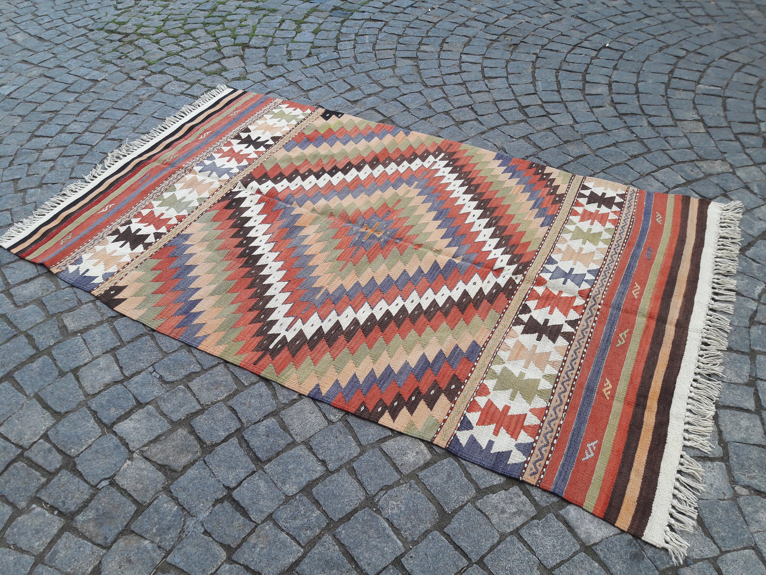 トルコ絨毯 49 x 79 インチ 125 x 200 cm 遊牧民キリム ラグ