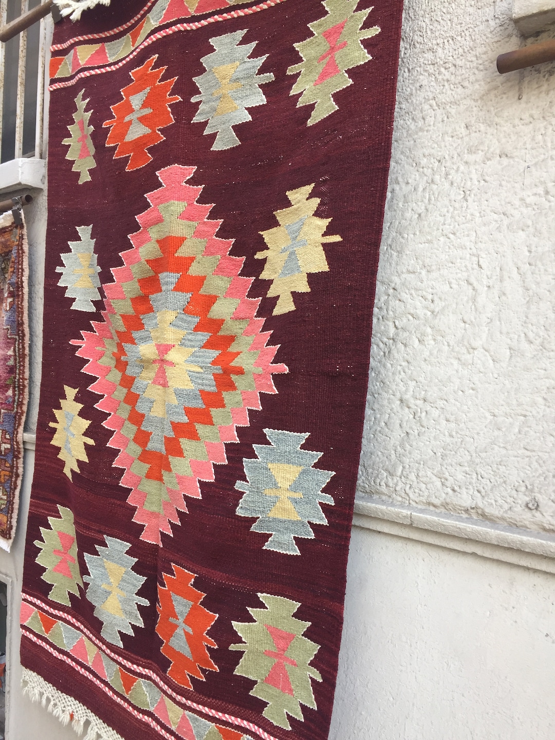 Pink Kilim Rug 42x68 in 106x172 Cm Anatolian Kilim Rugs Handmade Kilim