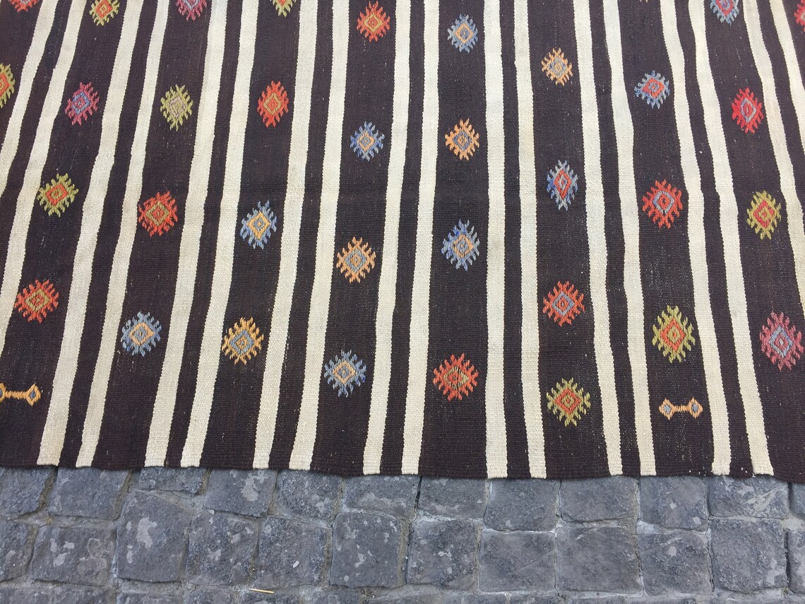 Striped Goat Hair Rug 83x119 in 210x302 Cm Vintage Kilim Rug Etsy