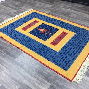 Blue Kilim Rug,60x84 in 152x213 cm Handmade Kilim Rug,Vintage Kilim Rug,Home Decor,wool Blue kilim Rugs,Area kilim Rug Floor Blue Rug