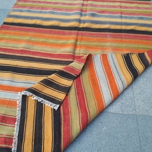 Striped kilim Rugs,164×110 in 163x280 cm Pastel Striped kilim Rug,Floor Striped kilim Rugs,Home Decor,Area kilim Rug,Traditional kilim Rugs,