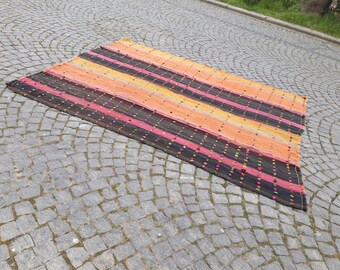 Tulu Turkish Rug 81×100 in 205×255 cm Warm Red Color, Handmade Vintage Tulu Rug, Handwoven Tulu Rug pink kilim rug Ethinc rug Handwoen rug