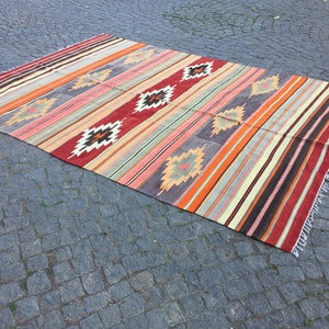Turkish Kilim Rug,74x109 in 188x277 cm,Anatolian kilim, Vintage kilim Rug, Boho Kilim Rug Pastel kilim, Home Decor Tribal kilim Rugs