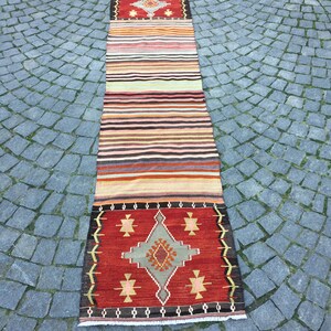 Turkish Kilim Rug 23x100 in 57x253 cm,Turkish Kilim Runner,Kilim Runner,Rug Runner Home Decor Bohemian kilim Runner Ethnic kilim Runner