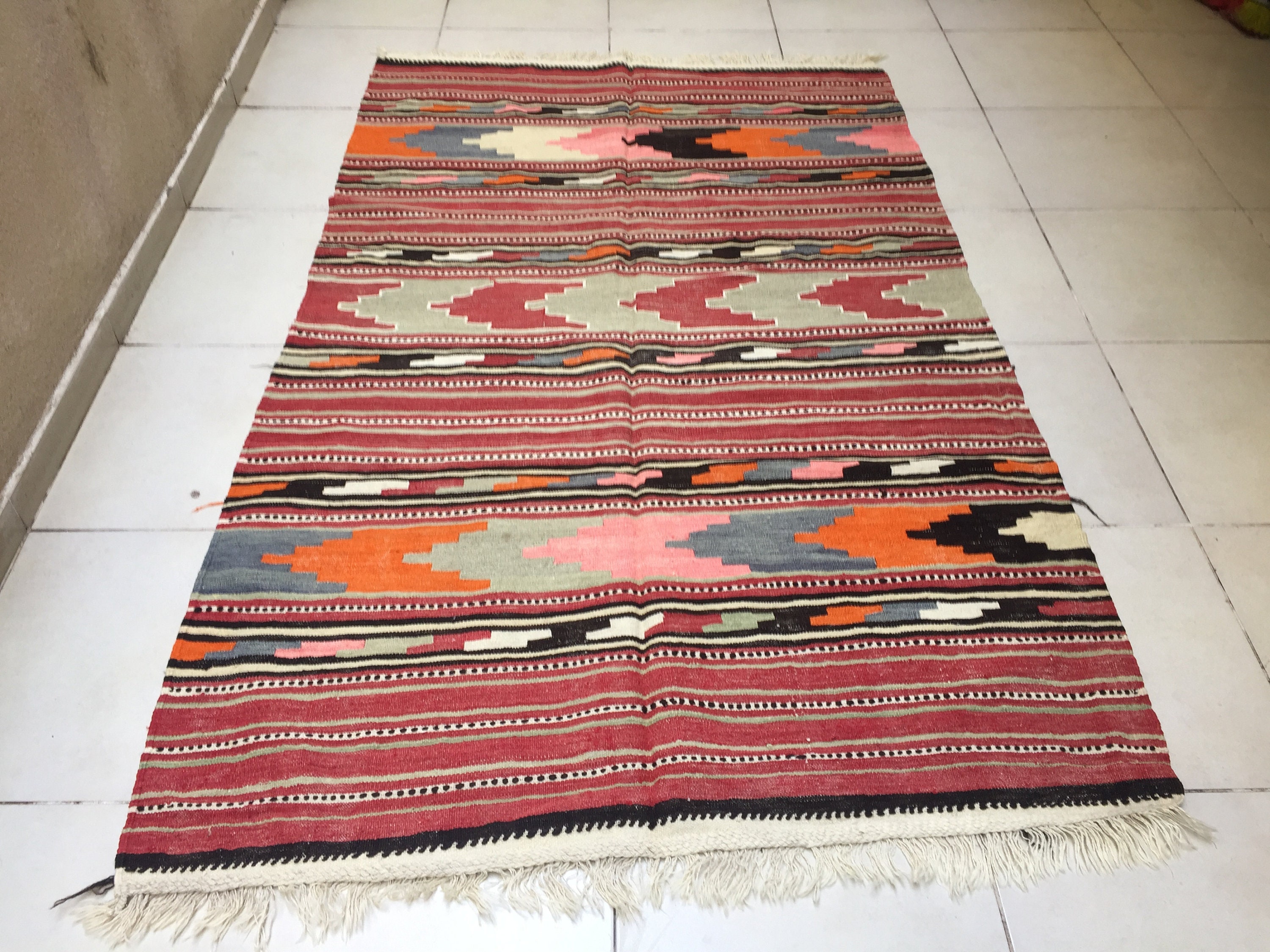 Pink Kilim Rug 53x84 in 134x213 cm Anatolian kilim Rugs Etsy
