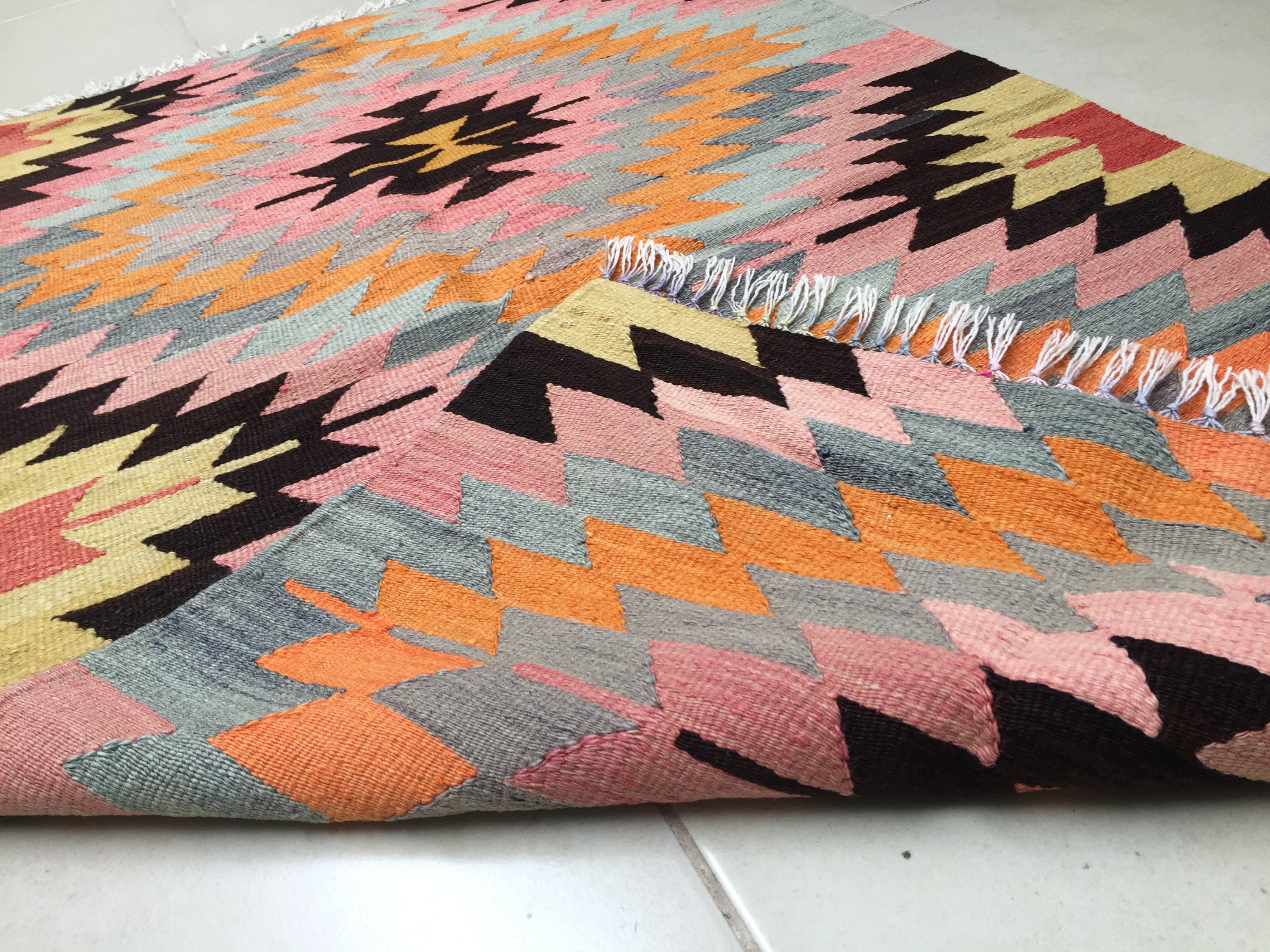 Pink Kilim Rug 31x54 in 78x136 Cm Anatolian Kilim Rugs Etsy UK