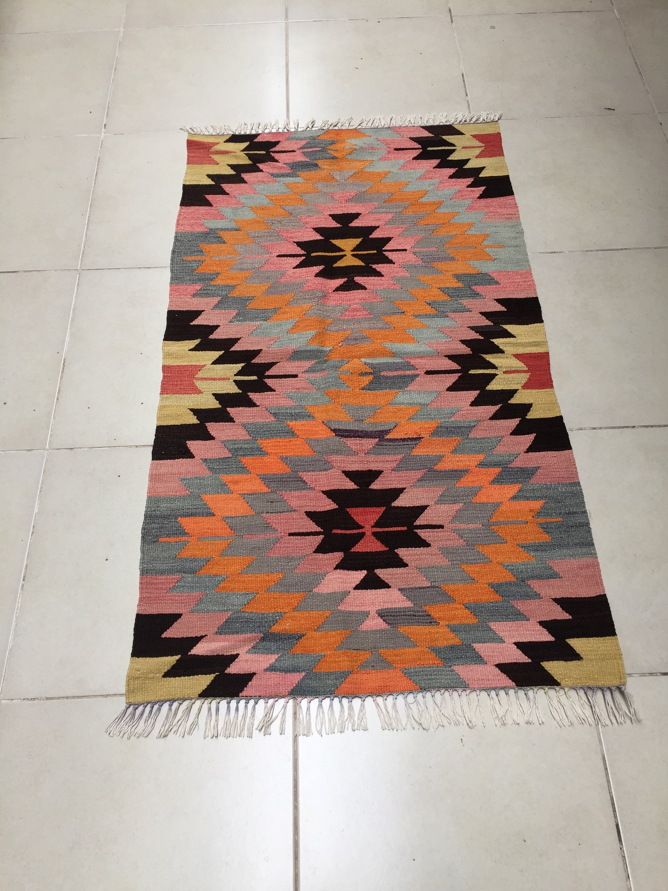 Pink Kilim Rug 31x54 in 78x136 cm Anatolian kilim Rugs Etsy