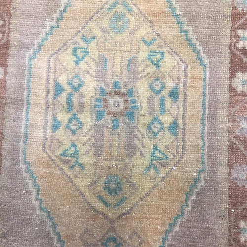 Pastel Rug 20x30 in 50x96 cm Turkish Carpet Handmade Small Carpet Anatolian Carpet Vintage Carpet Home Decor shops Wool Carpet Ethnic Rug Decor