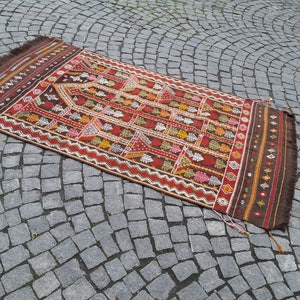 Antique Kilim Rug,3&#39;73&quot;×6&#39;75&quot;feet 114×20 cm Handmade kilim Rugs,Turkish kilim Rugs,Tribal Kilim Rug,Home Decor Rug,Pastel kilim,Wool kilim