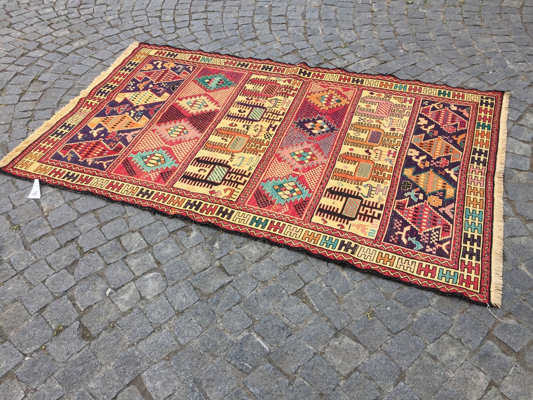 Silk Sumak Rug,45x76 en 114x193 cm Tejido a mano Anatolian Vintage ...